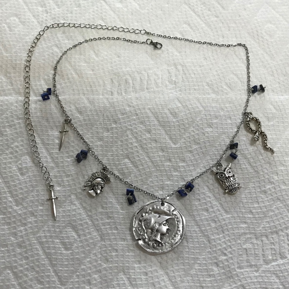 Athena Minerva Greek Roman Goddess Wisdom & War Handmade Necklace, Lapis Lazuli - Picture 11 of 15